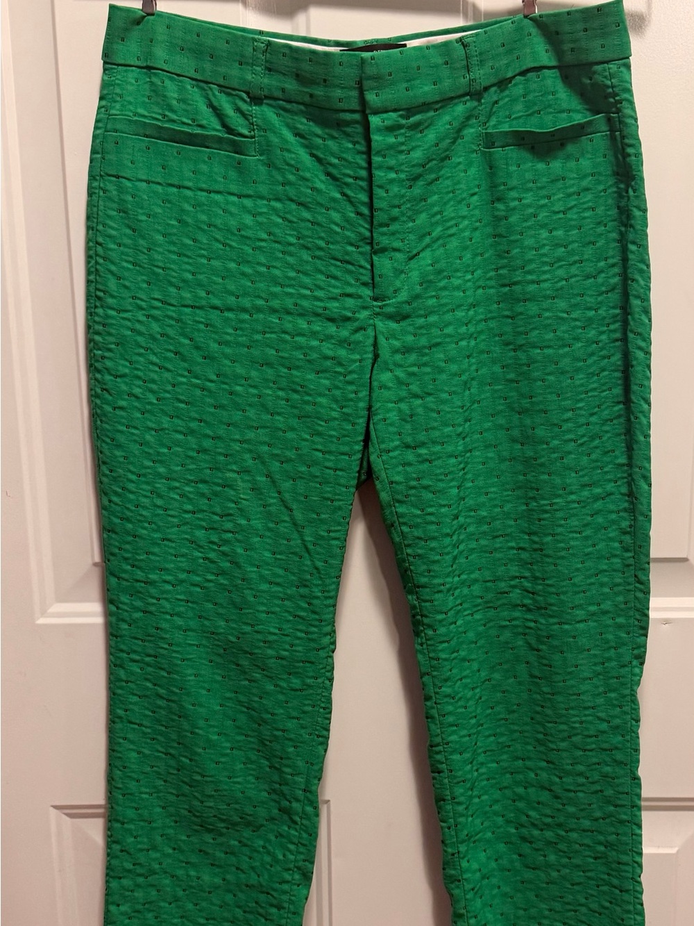 Banana Republic Green Textured Straight-Leg Trousers